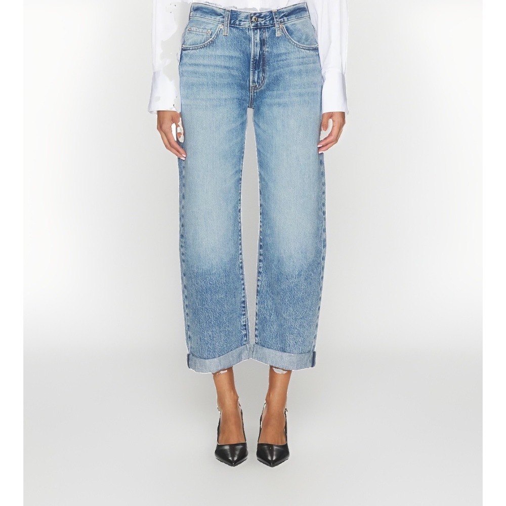 Pistola NWT Donny Boyfriend Jeans Sz 27 Rolled Hem Old Blues $188